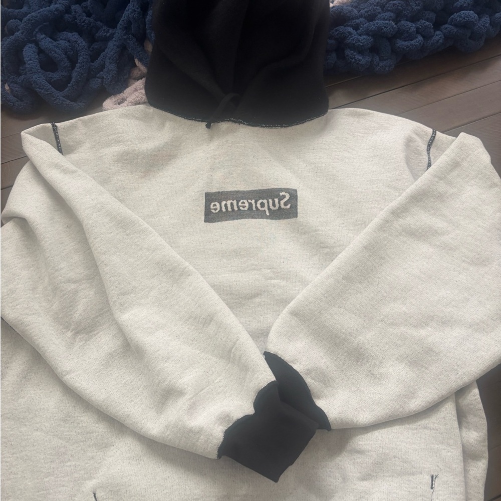 Supreme Black and White Hoodie